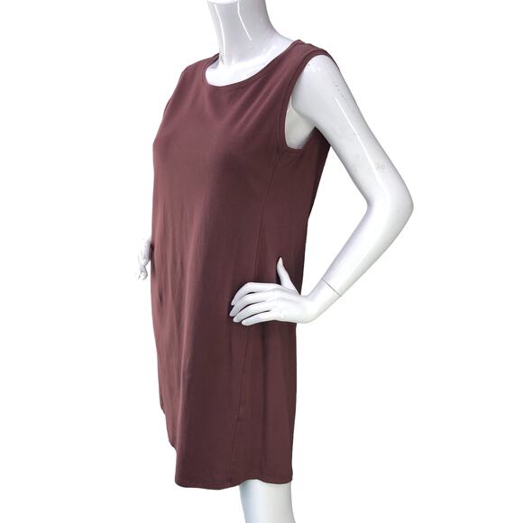 Eileen Fisher Womens Size S Stretch Jersey Knit Dress Round Neck Rust USA Made - Picture 4 of 15